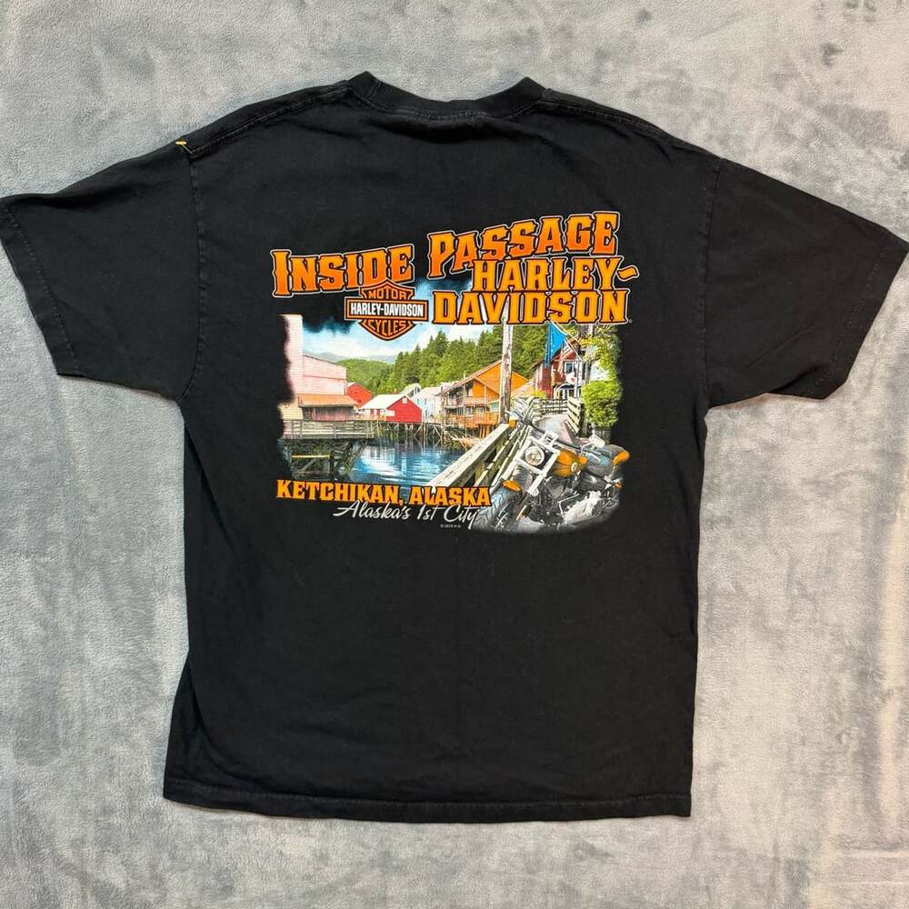 Harley-Davidson T-Shirt Large Inside Passage Ketchikan Alaska Black